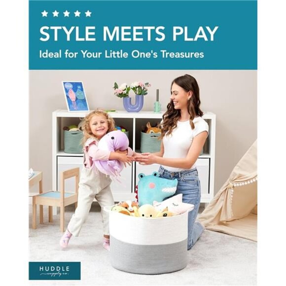 XXXXL WASHABLE Jumbo 24" x 17"Extra Large Basket for Blankets Cotton Rope Basket - Picture 4 of 7